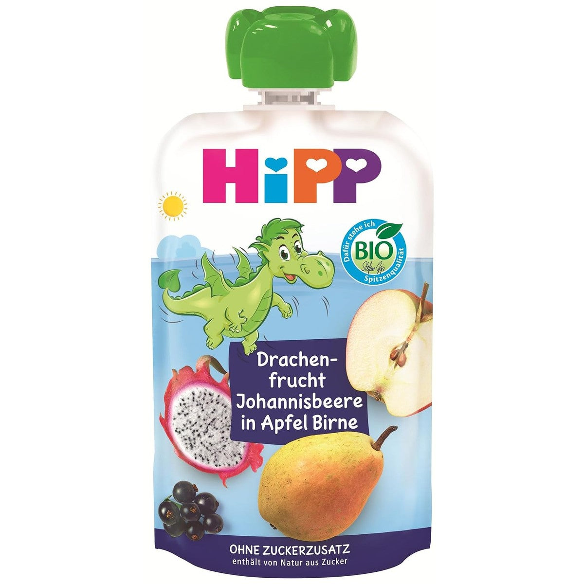 HiPP Bio Quetschie drakenvrucht-bessen in appelpeer, 8 x 100 g – HiPP