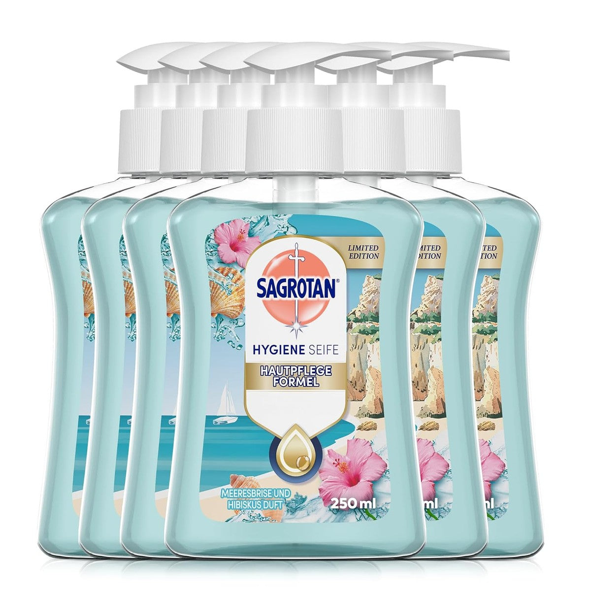 Sagrotan Handzeep Summer Limited Edition 250 ml Sardinia Dreams – hygiënische vloeibare zeep – 6 x 250 ml handzeep – Sagrotan