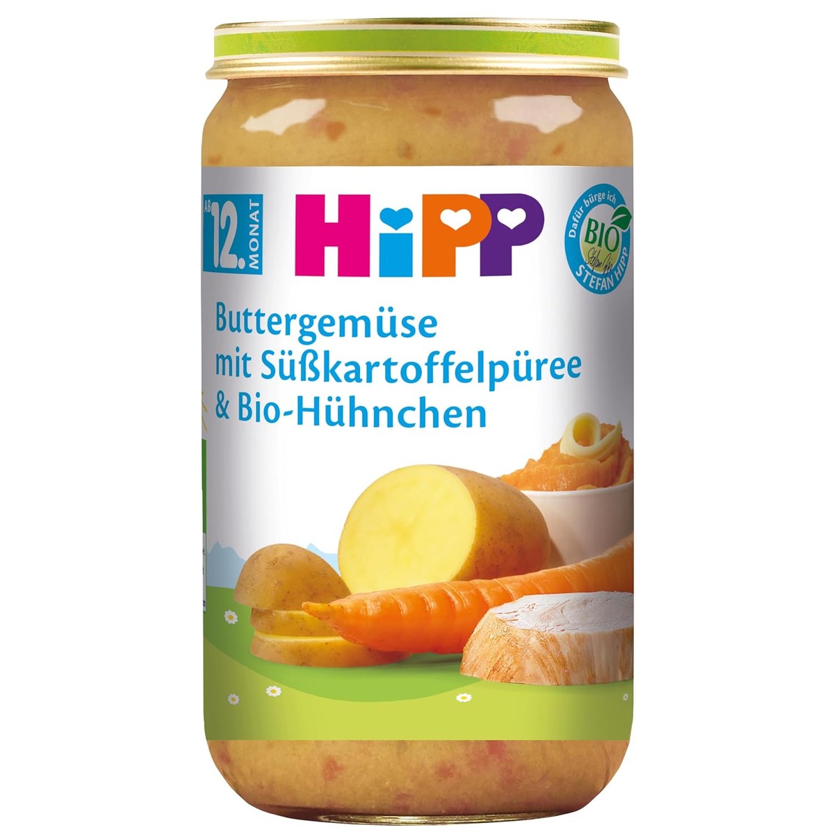 HiPP Botergroenten met zoete aardappelpuree en biologische kip 6 x 250 g – HiPP