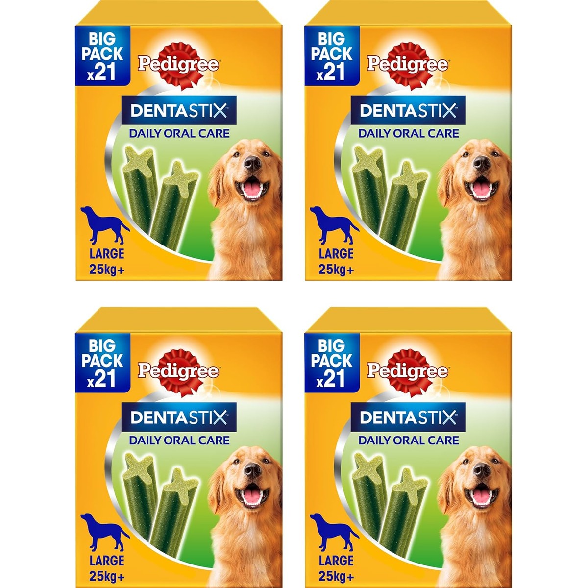 Pedigree Dentastix Fresh 84 Snack voor mondhygiëne (grote hond > 25 kg) 810 g 21 stuks - 4 verpakkingen van 21 stuks (in totaal 84 stuks) – Pedigree