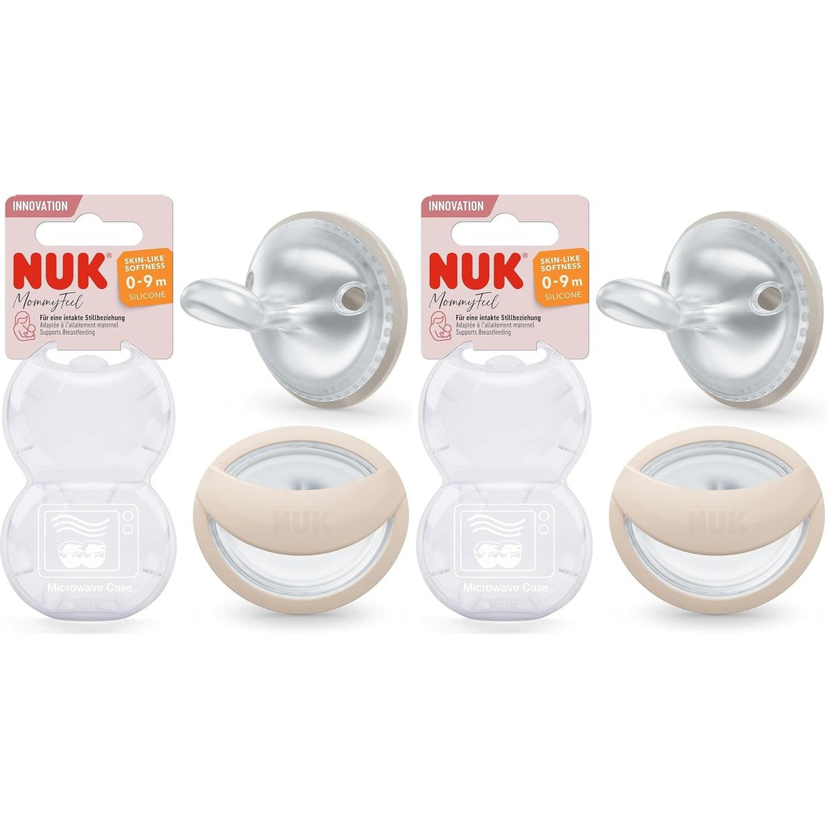 NUK MommyFeel Fopspeen 0-9 maanden greige & zandsteen, 2 stuks – NUK