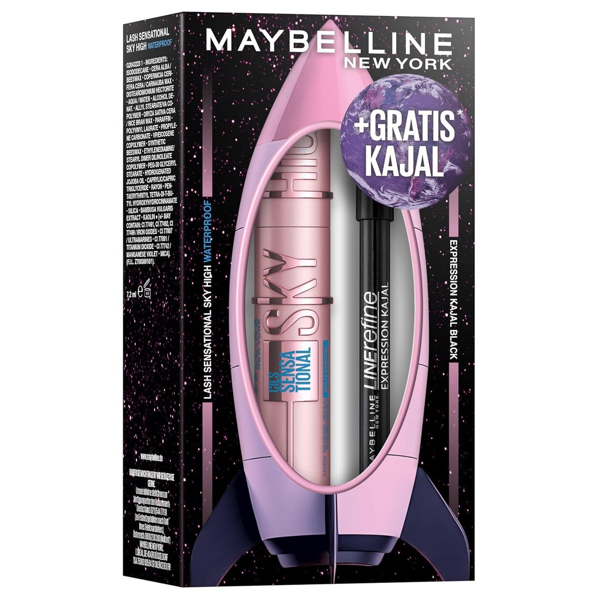 Maybelline New York XMAS Set Sky High Waterproof Black Mascara & Expression Kajal Eyeliner 33 Black – MAYBELLINE