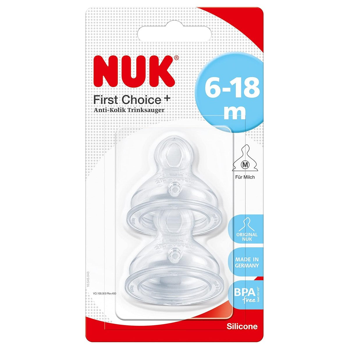 NUK First Choice+ drinkzuiger siliconen maat 2 M, 2 stuks – NUK