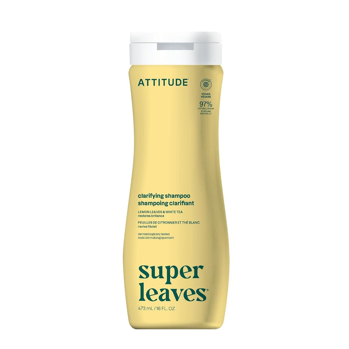 Attitude natuurlijke shampoo voor vettig haar van: gecertificeerde shampoo, safe, hypoallergeen, dermatologisch getest en veganistisch, super leaves clarifying shampoo – citroenbladeren & witte thea (16 oz), witte thee en leeves, 1 16 oz – ATTITUDE