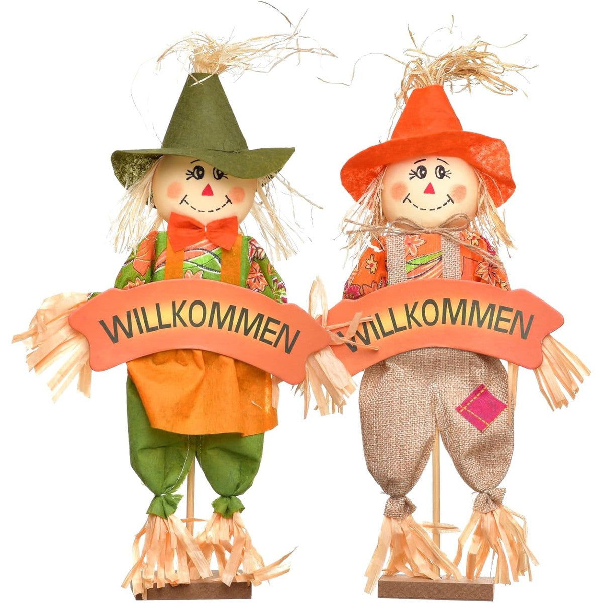 HEITMANN DECO Vogelverschrikkers met welkomstbord set van 2 – HEITMANN DECO