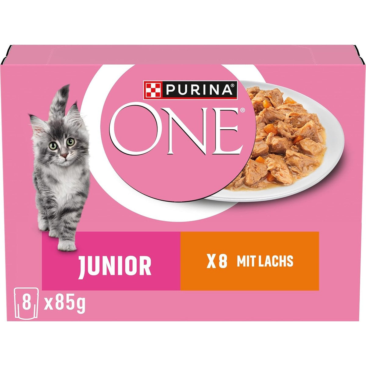 PURINA ONE Junior natvoer kattenvoer zalm en wortel 80 x 85 g