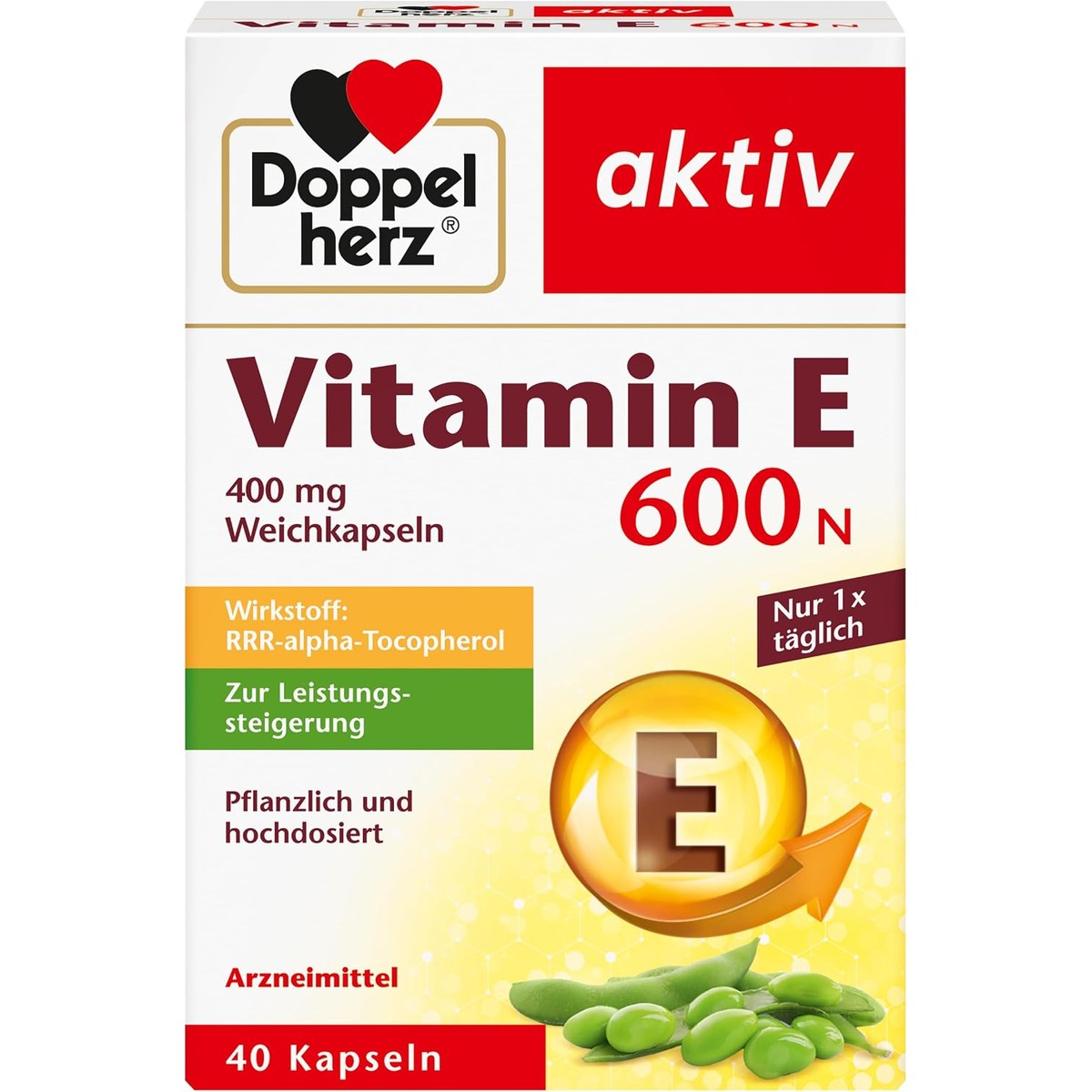 Doppelherz Vitamine E 600 N 400 mg zachte capsules - ter verhoging van de prestaties – Doppelherz