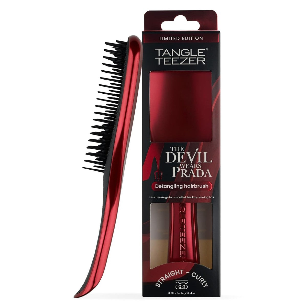 Tangle Teezer x The Devil Wears Prada Ultimate Detangler haarborstel, nat en droog haar, ontwarringsborstel voor alle haartypes, tweetraps borstelharen verminderen haarbreuk en knopen, rode chromen – Tangle Teezer