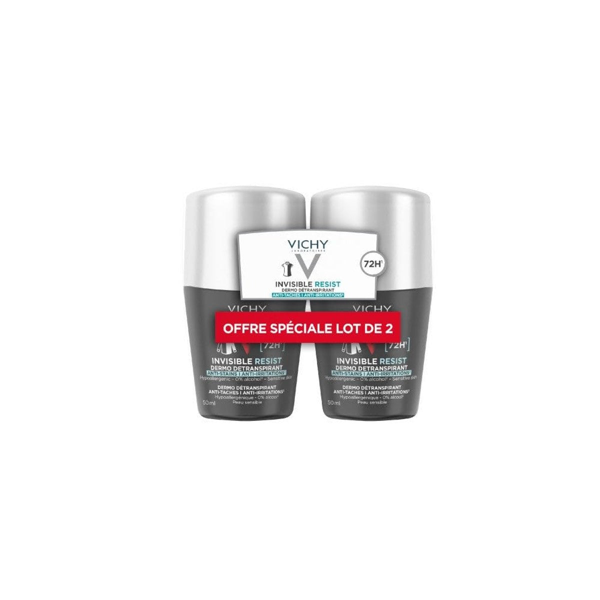 Vichy Invisible Resist Deodorant Roll-On 72 uur, 2 x 50 ml