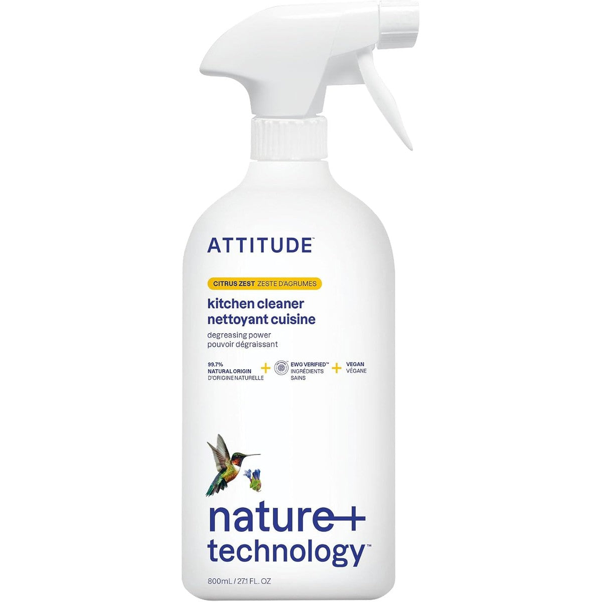 ATTITUDE Kitchen Cleaner, EEG-gecertificeerd, Advanced Degreasing Power, Plant en Mineral Based, Vegan Household Producten, Citrus Zest, 800 ml – ATTITUDE