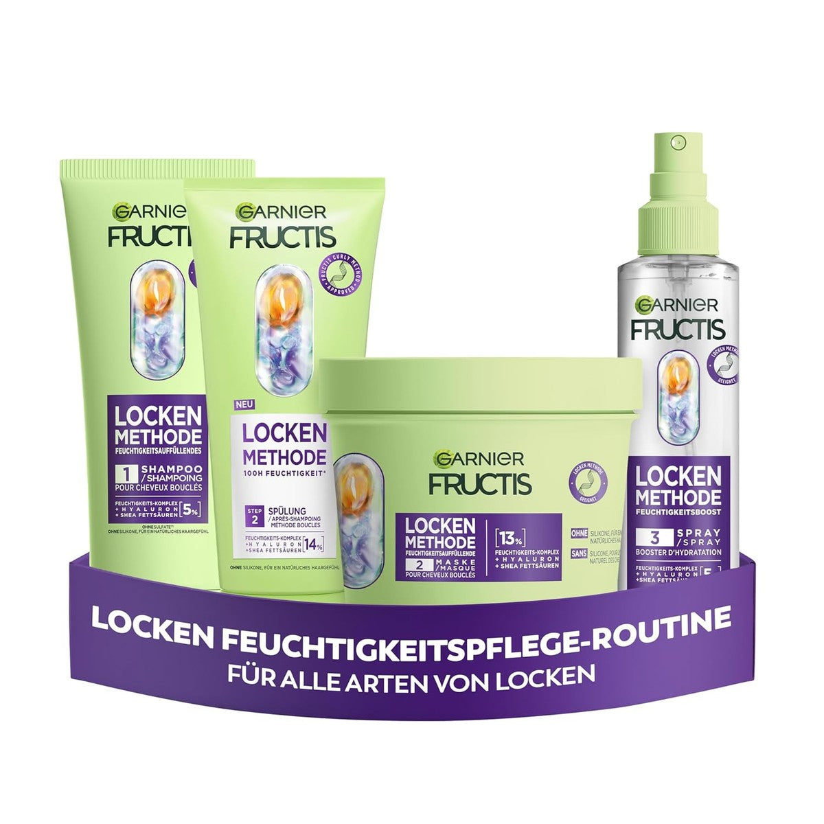 Garnier Fructis Krulmethode set 200ml + 200ml + 370ml + 150ml – Garnier Fructis