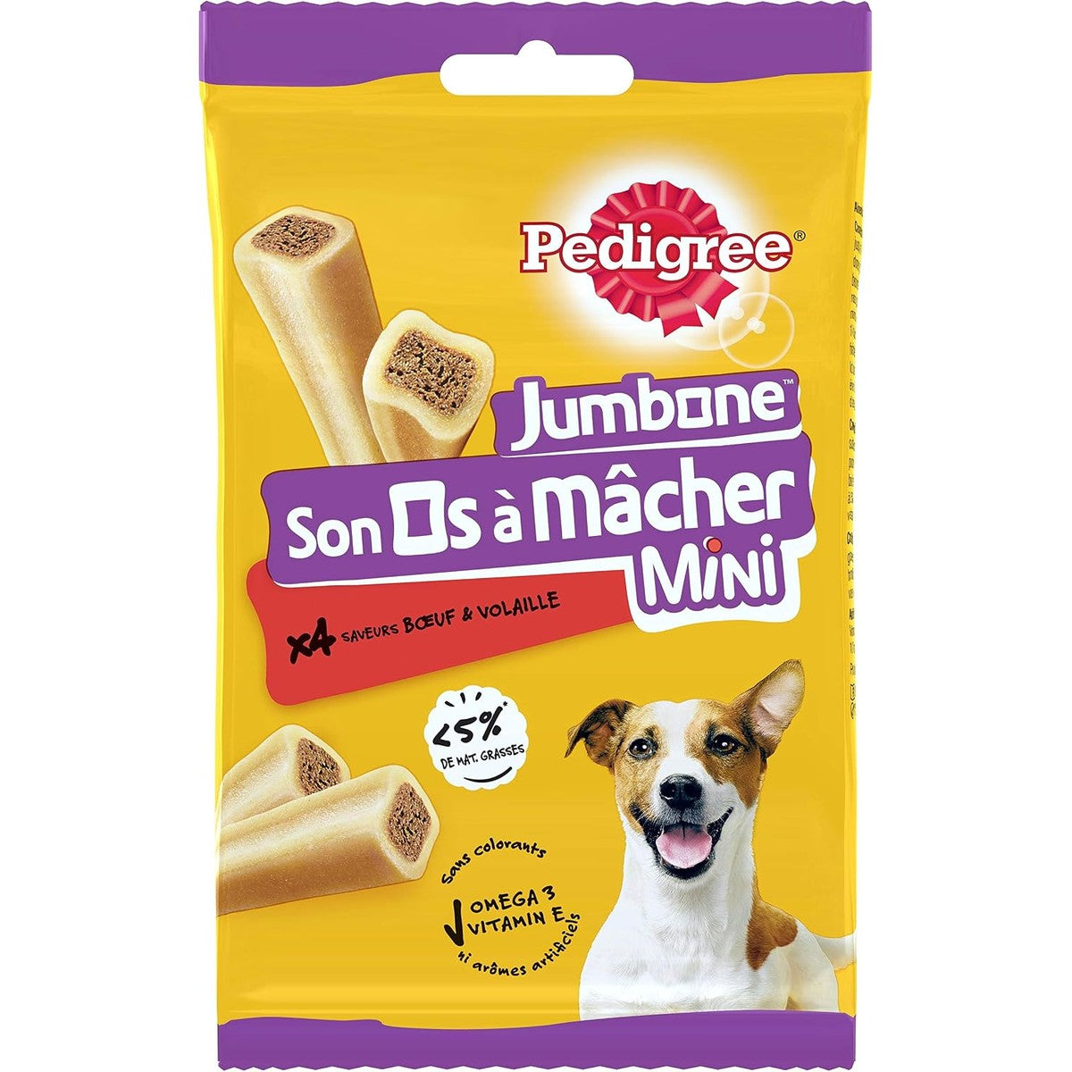 PEDIGREE Jumbone Kauwbotten voor kleine honden, 4-14 kg, 8 zakken met elk 4 botten, gevulde lekkernijen met rund- en gevogeltesmaak, ideale beloning voor werk, opvoeding en plezier – Pedigree