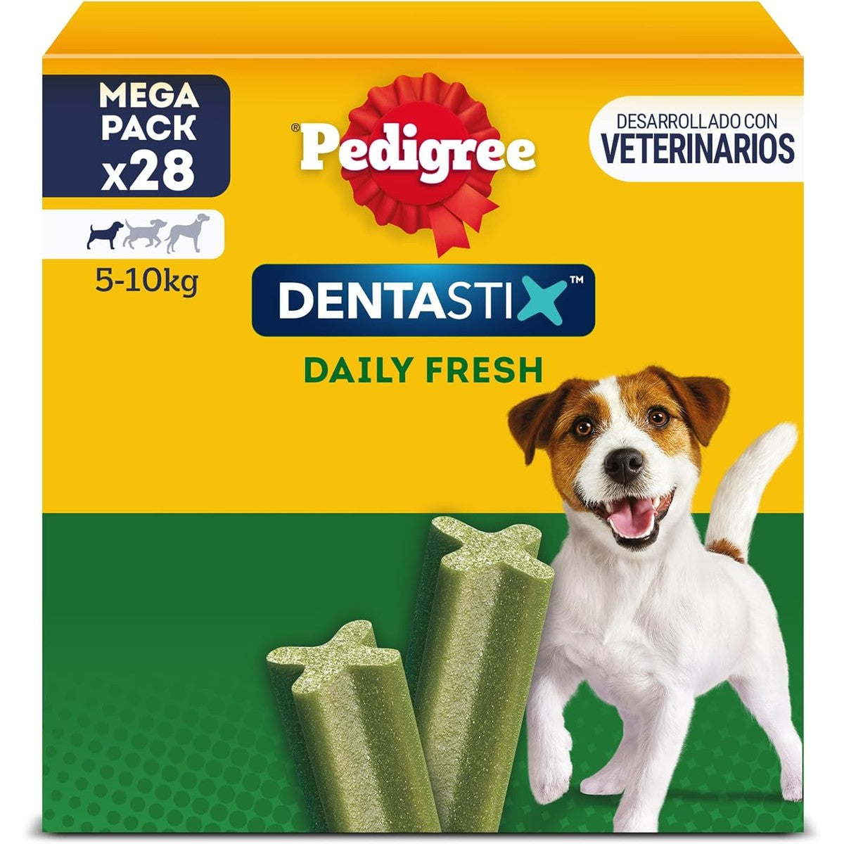 Pedigree Dentastix Fresh 112 Snack voor mondhygiëne (kleine hond 5-10 kg) 440 g 28 stuks - 4 verpakkingen met 28 stuks (in totaal 112 stuks) – Pedigree