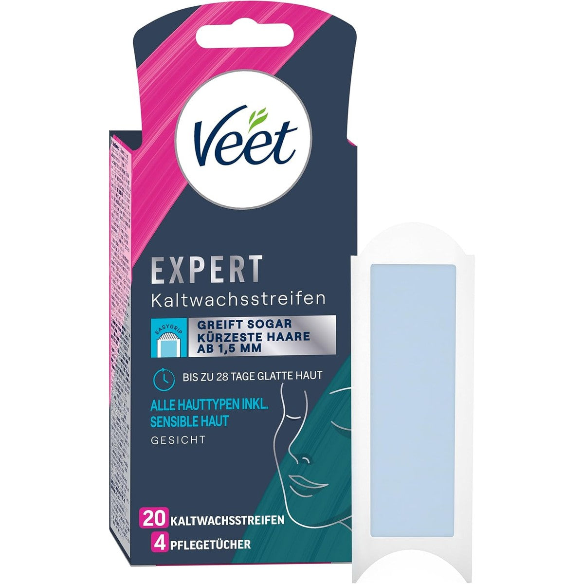 Veet Expert koudwasstrips gezicht gevoelige huid, 20 strips – Veet