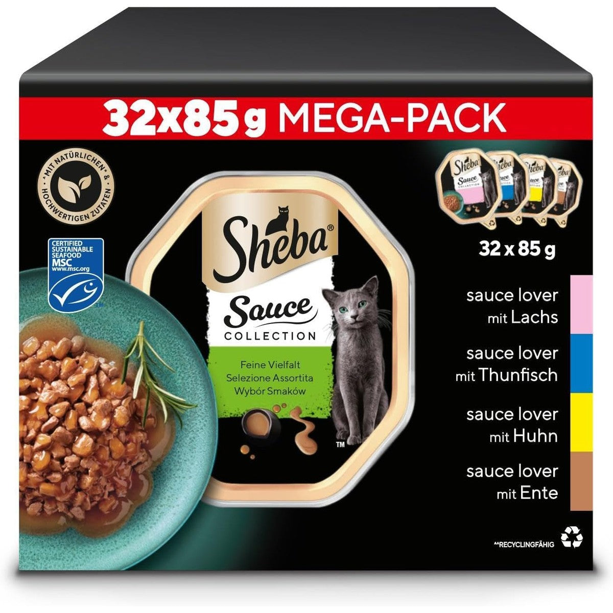 Sheba Sauce Collection natvoer kattenvoer fijne variatie 32 x 85 g