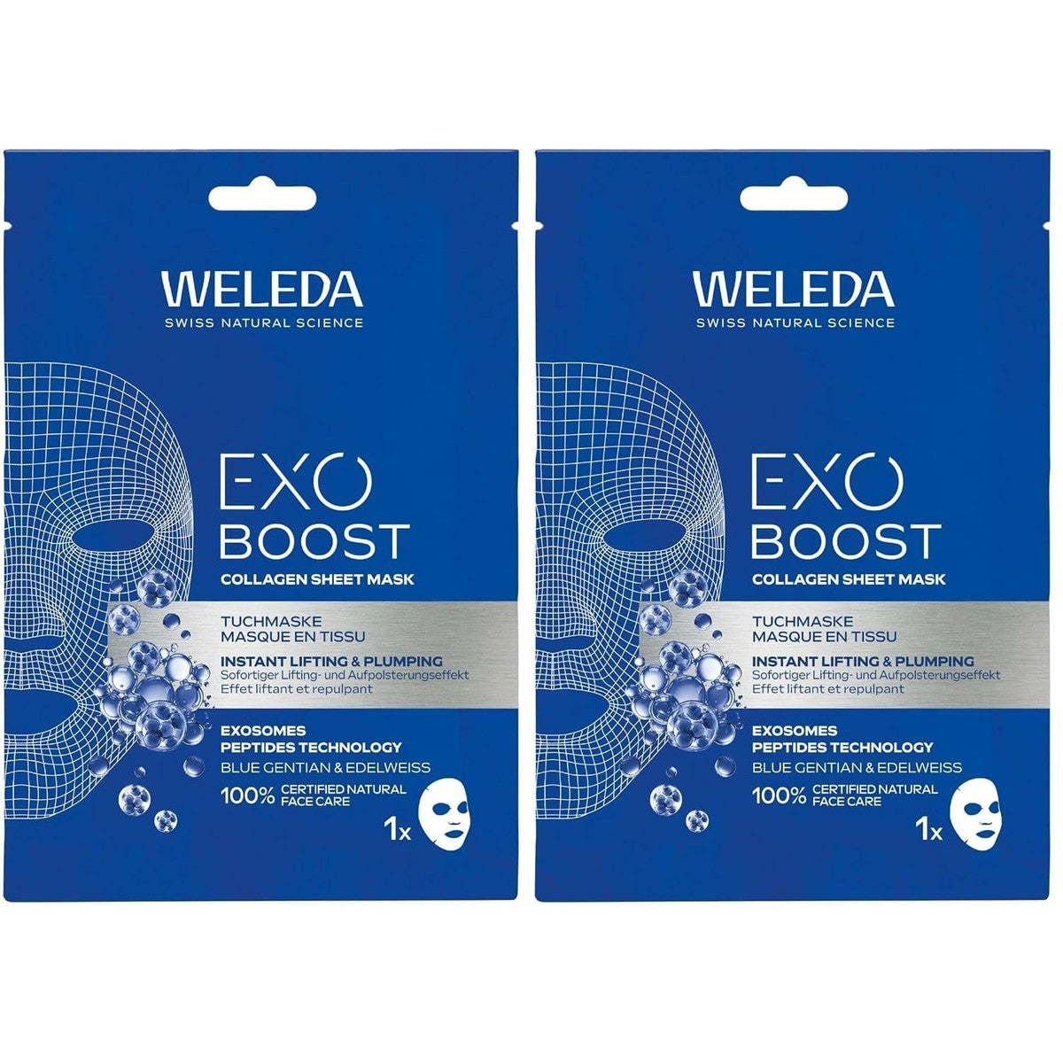 Weleda Bio Exo Boost Collageen Doekmasker Blauwe Gentiaan 2 stuks