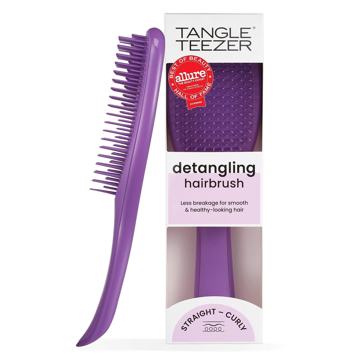 Tangle Teezer Ultimate Detangler Haarborstel, voor nat en droog haar, ontwarringsborstel voor alle haartypes, tweetraps borstelharen verminderen haarbreuk en verwijderen knopen, fris paars – Tangle Teezer