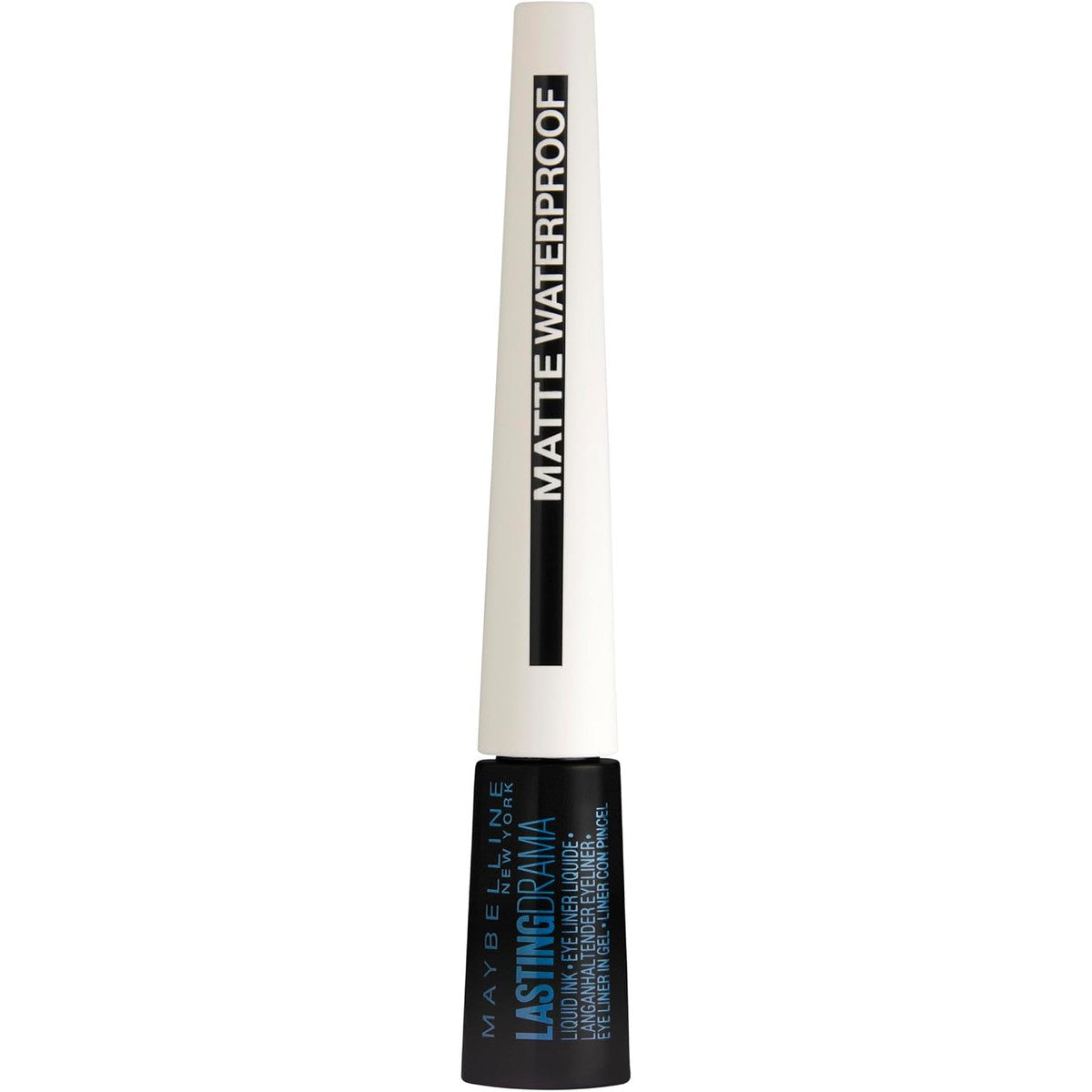 Maybelline New York Vloeibare eyeliner, waterbestendig, veegvast en duurzaam, Lasting Drama Liquid Ink Matte Eyeliner, 12 zwart, 2,5 ml – MAYBELLINE