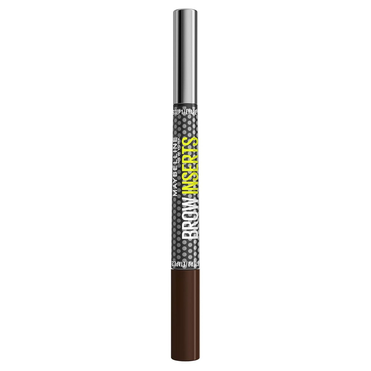 Maybelline New York Brow Inserts 2-in-1 wenkbrauwstift voor volle en gedefinieerde wenkbrauwen, 3-voudige micropunt en vezelgel met tot 36 uur grip, waterdicht en veegvast, Deep Brown 5, 1 stuk – MAYBELLINE