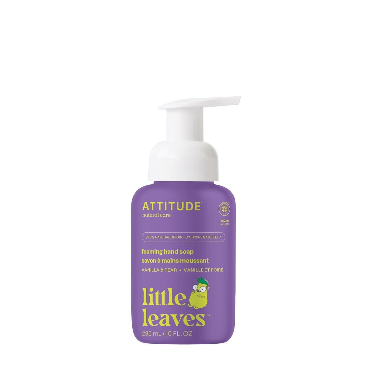 ATTITUDE Foaming Handzeep voor kinderen, EEG-getest, dermatologisch getest, plantaardige en minerale ingrediënten, veganistisch, vanille en peer, 295 ml – ATTITUDE