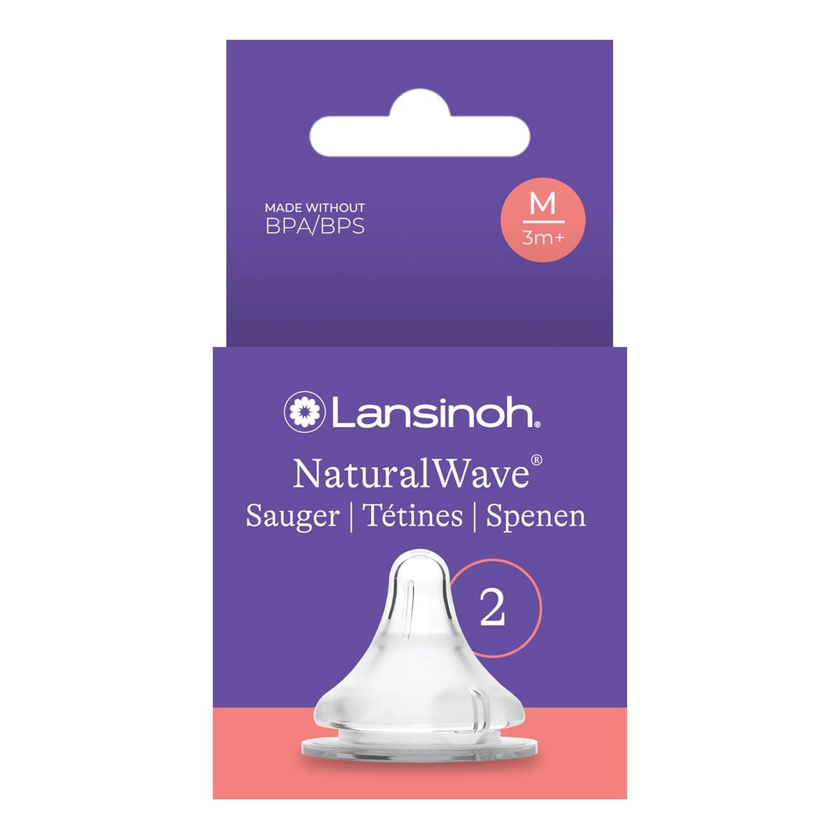 Lansinoh NaturalWave Speen M Medium Melkstroom 2 stuks
