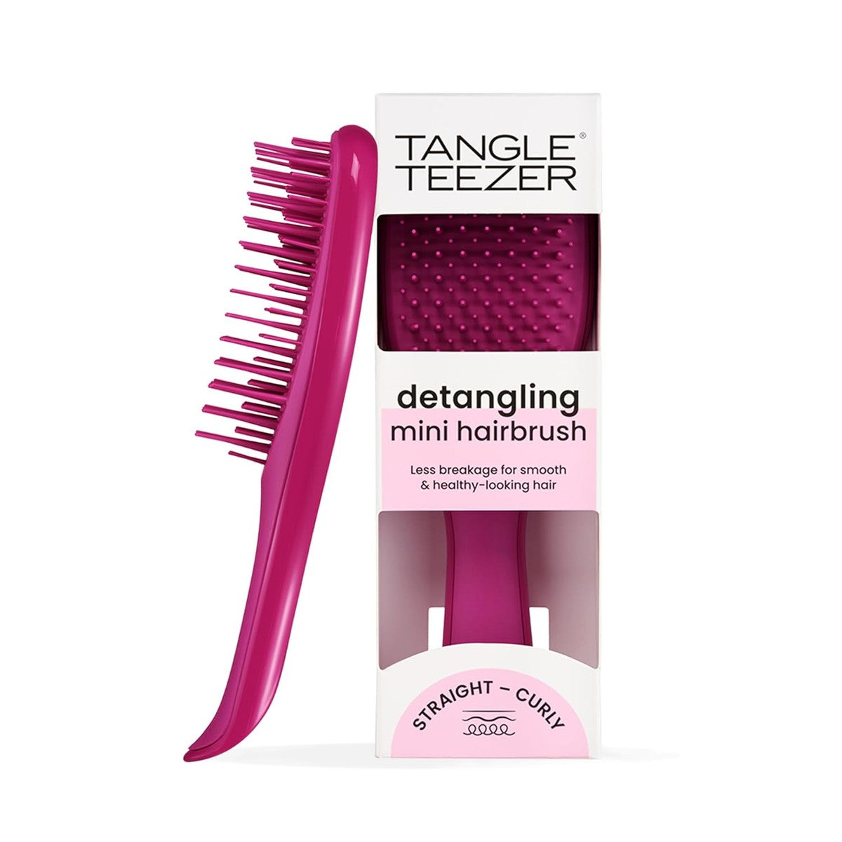Tangle Teezer Ultimate Detangler Klein – voor nat en droog haar – ontwarringsborstel voor alle haartypes – perfecte haarborstel voor kinderen en op reis – framboos roze – Tangle Teezer