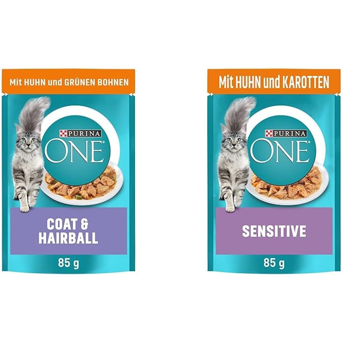 Purina One natvoer kattenvoer kip Coat & Hairball en Sensitive 26 x 85 g