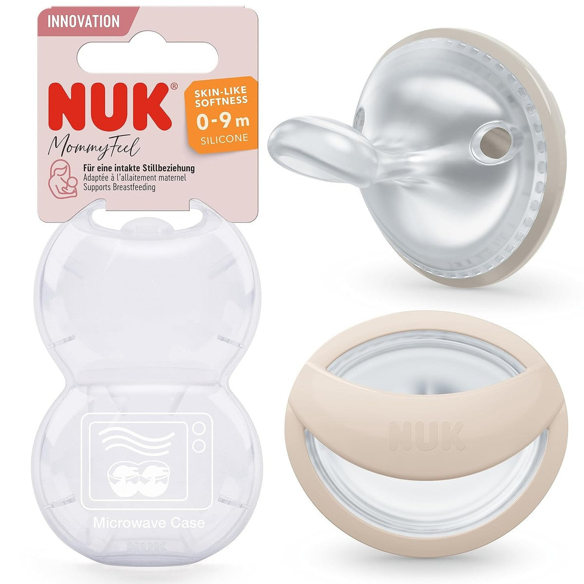 NUK MommyFeel babyfopspeen 0-9 maanden greige & zandsteen 2 stuks – NUK