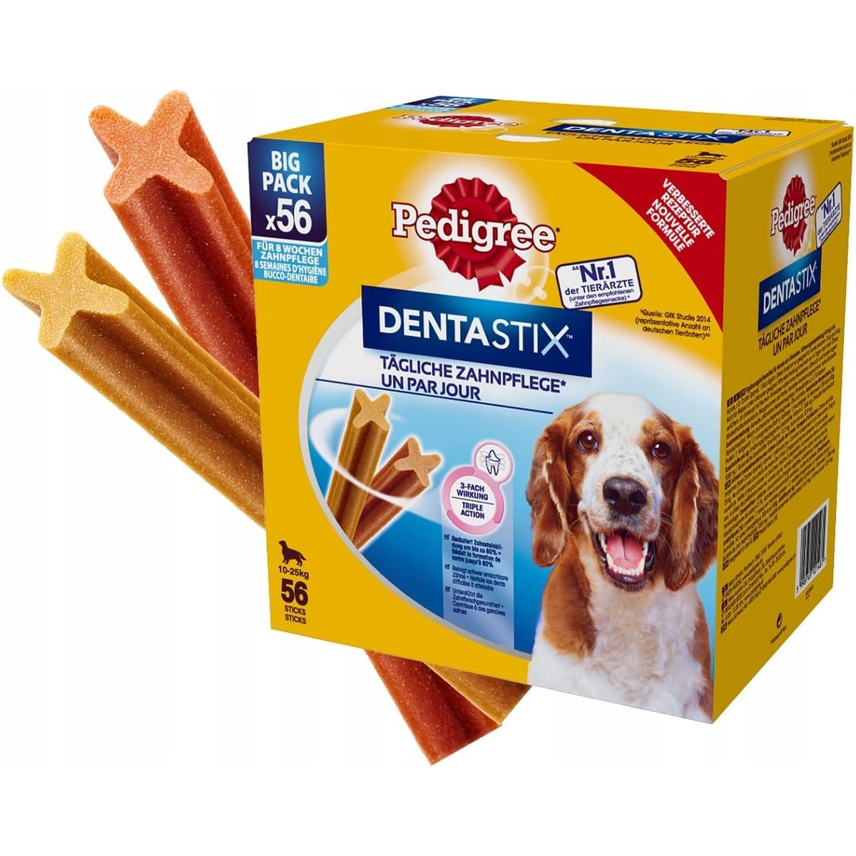 Pedigree Dentastix Snack voor mondhygiëne, middelgrote hond 10-25 kg, voorraadverpakking, 56 stokjes - 1440 g – Pedigree