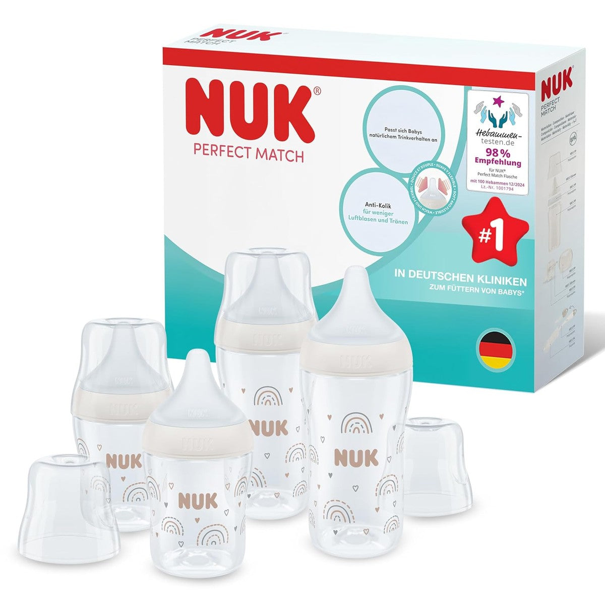 NUK Perfect Match Babyflessenset 4 stuks 150 ml en 260 ml – NUK