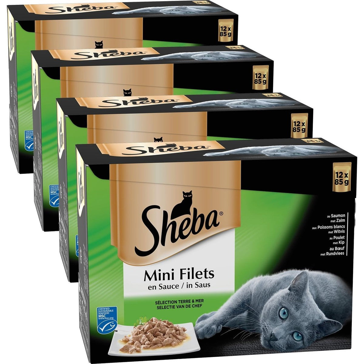 Sheba Mini Kattennet natvoer kattenvoer aarde en zee 48 x 85 g