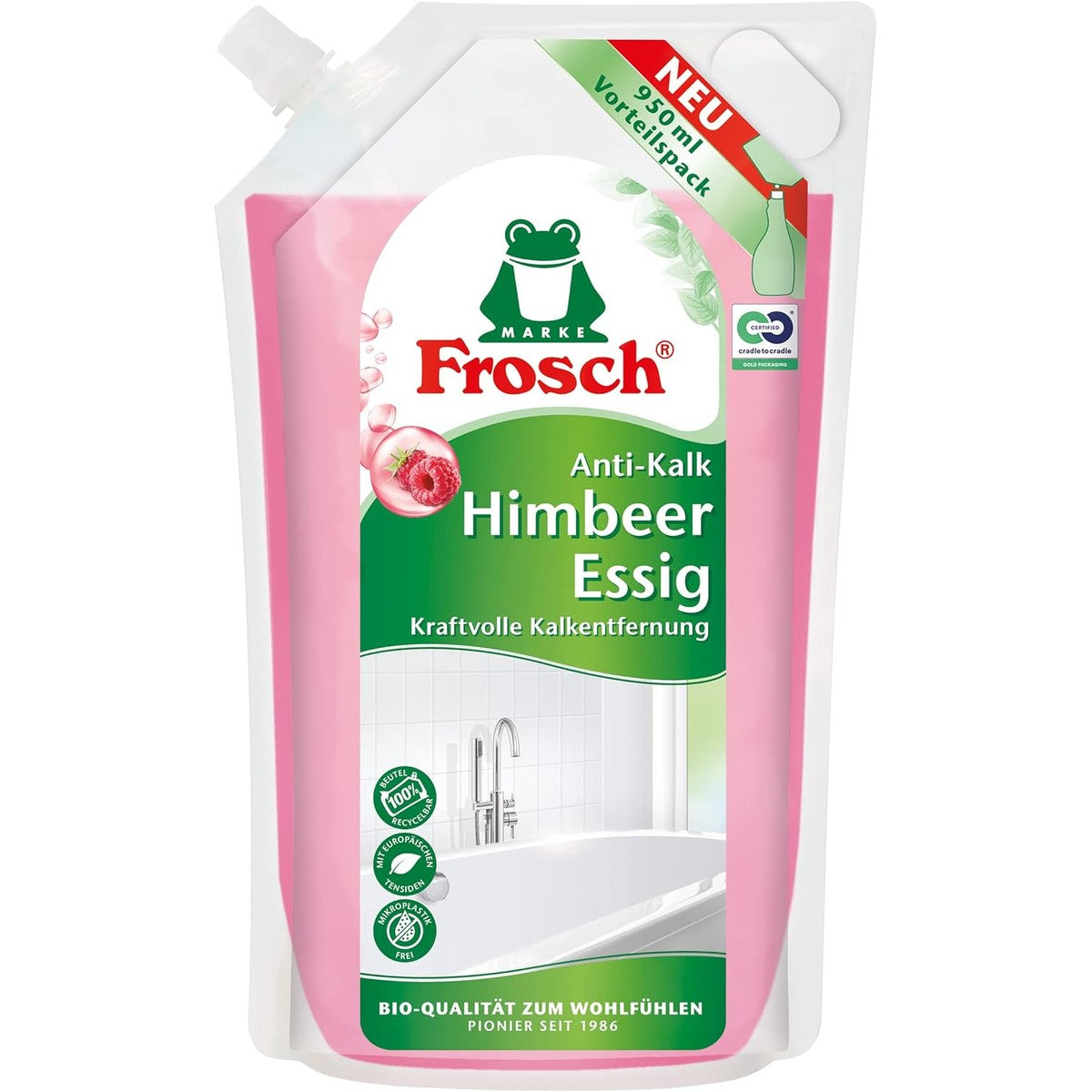 FROSCH Raspberry Azijn Anti-kalkreiniger Navulzak 950 ml – FROSCH