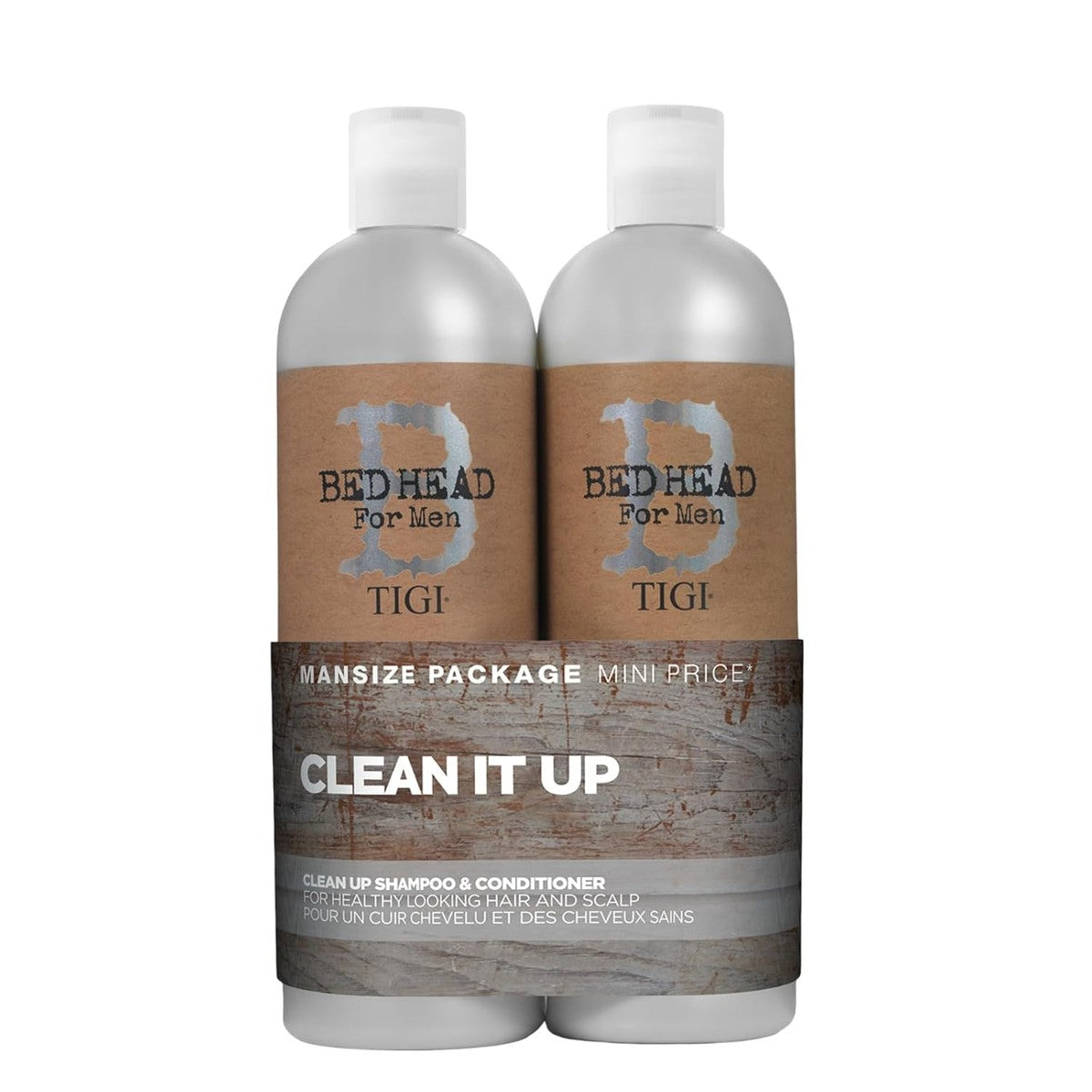 Bed Head for Men by TIGI Clean-up Shampoo & Conditioner Set, 2 x 750 ml – TIGI