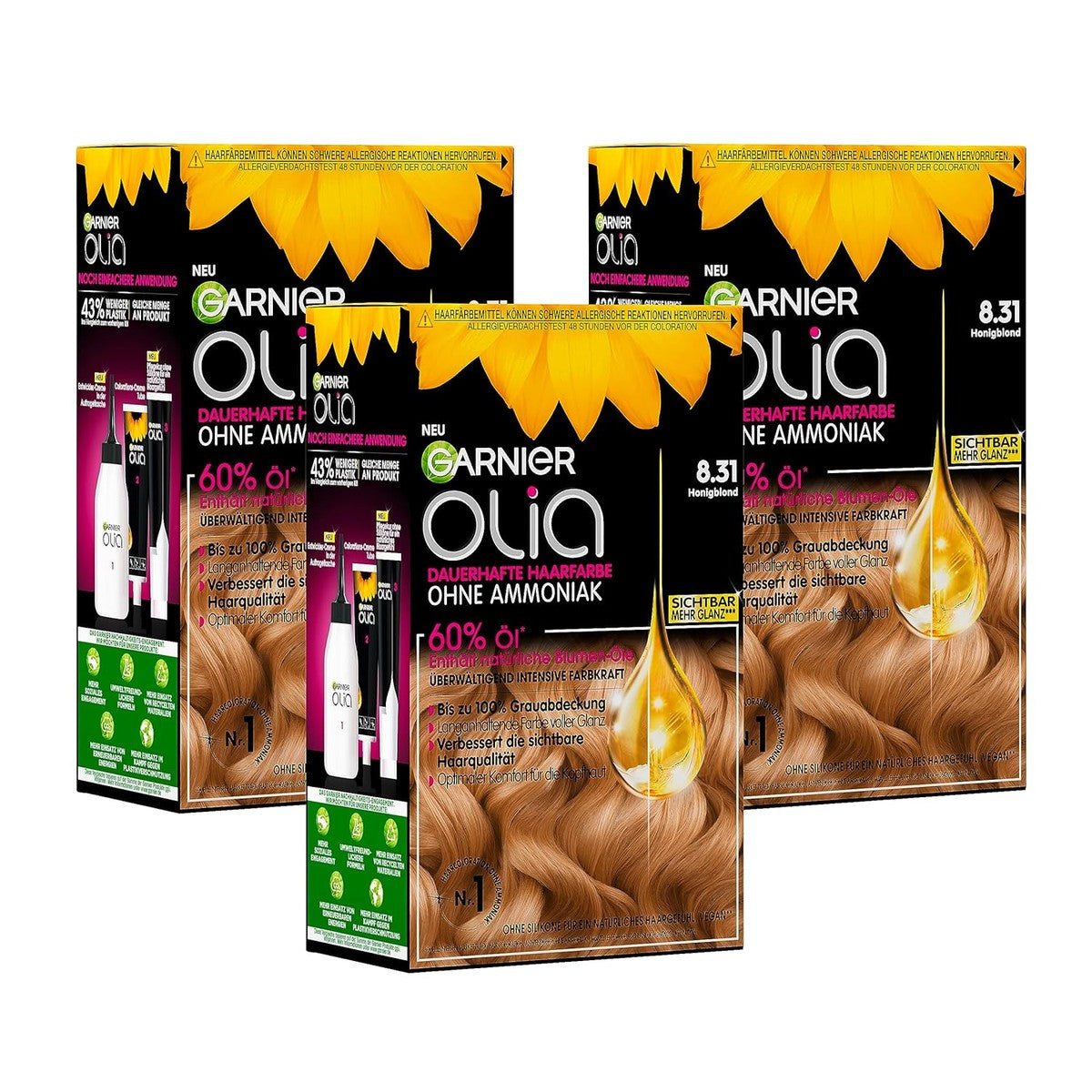 Garnier Olia 8.31 Honingblond 3-pack – Garnier