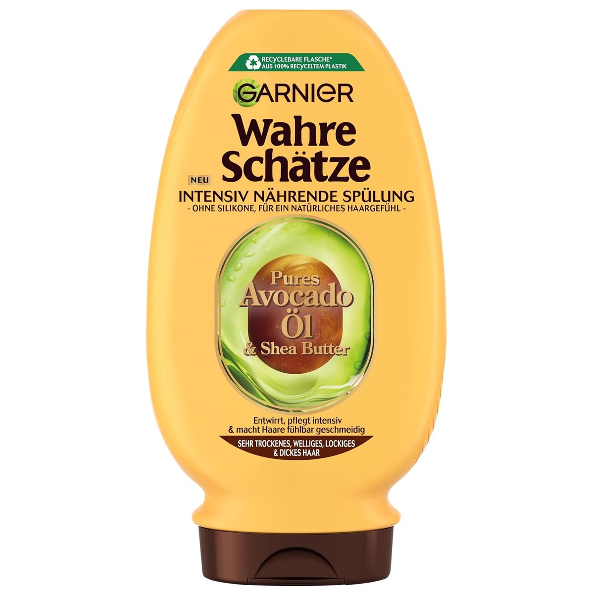 Garnier Echte schatten, intensieve voedende spoeling, avocado-olie & sheaboter voor zeer droog, golvend, krullend en dik haar, voor meer soepelheid, zonder te verzwaren, 1 x 200 ml – Garnier