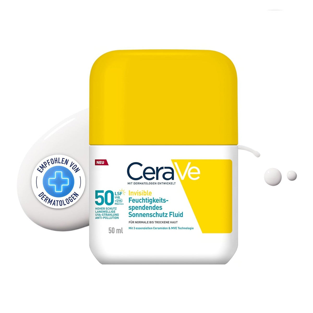 CeraVe Onzichtbare Vochtinbrengende Zonnebrandcrème SPF 50, 50 ml