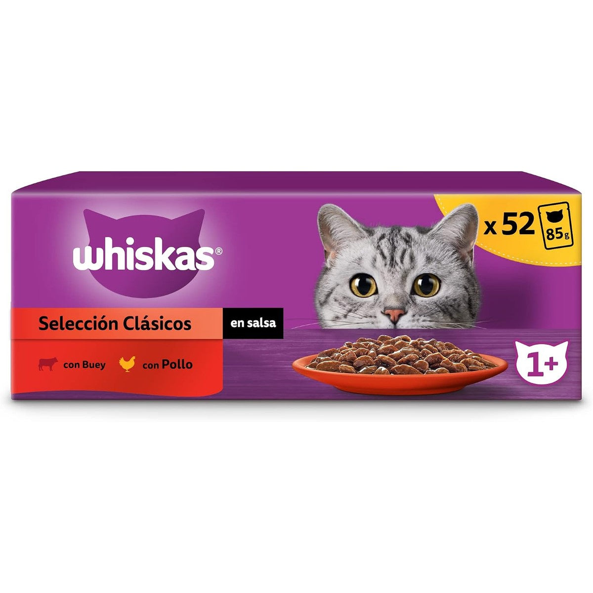 Whiskas natvoer kattenvoer in saus, klassieke selectie 52 x 85 g