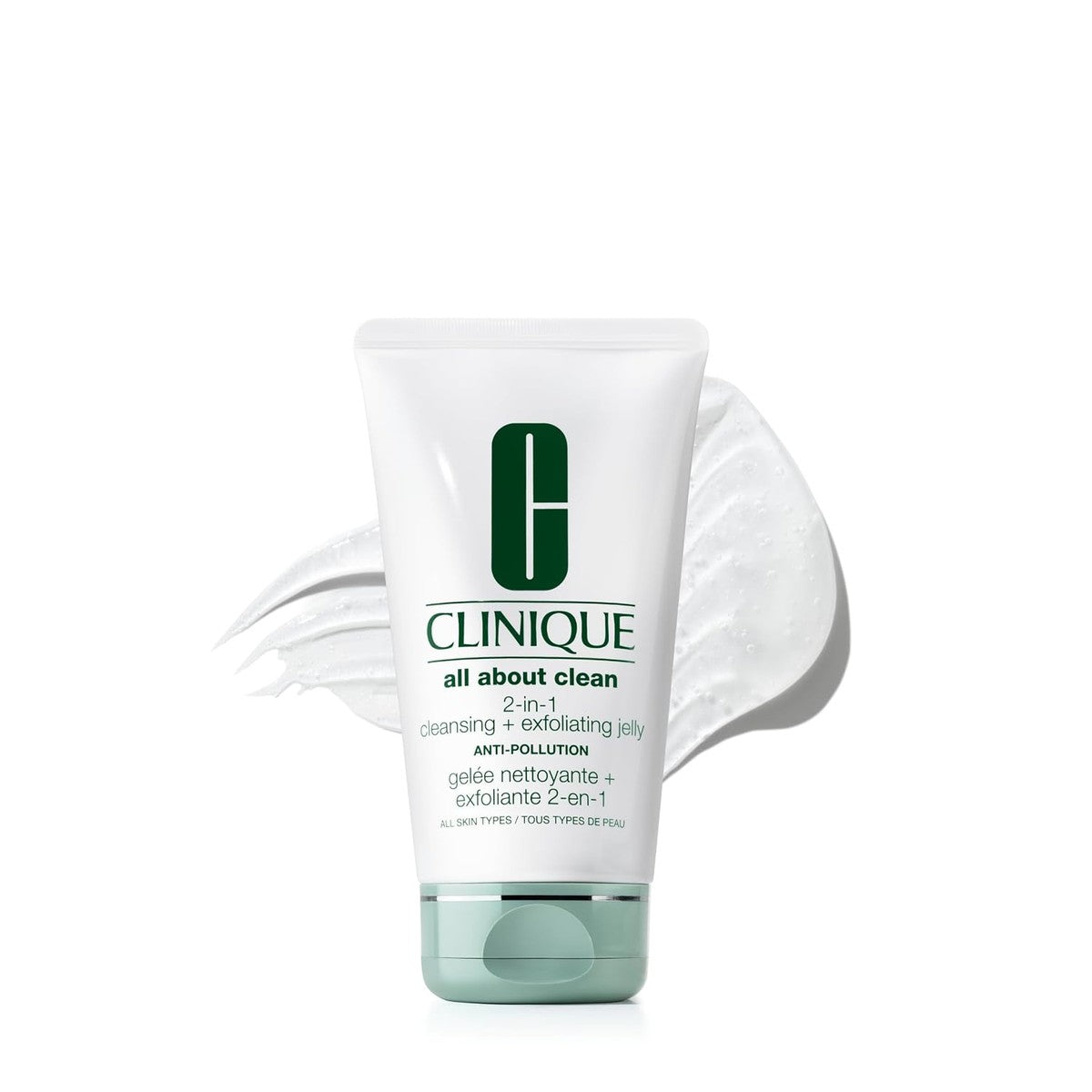 Clinique All About Clean™ 2-in-1 Cleansing + Exfoliating Jelly Gezichtsreiniger en peeling, met salicylzuur, voor alle huidtypes, 150 ml