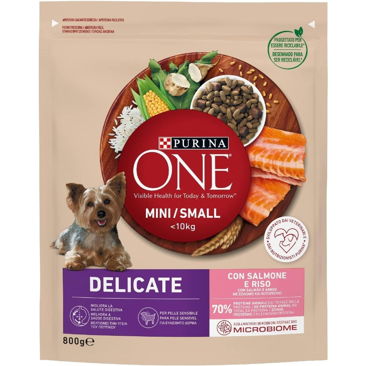 Purina One Mini Delicate hondenvoer zalm 8 x 800 g