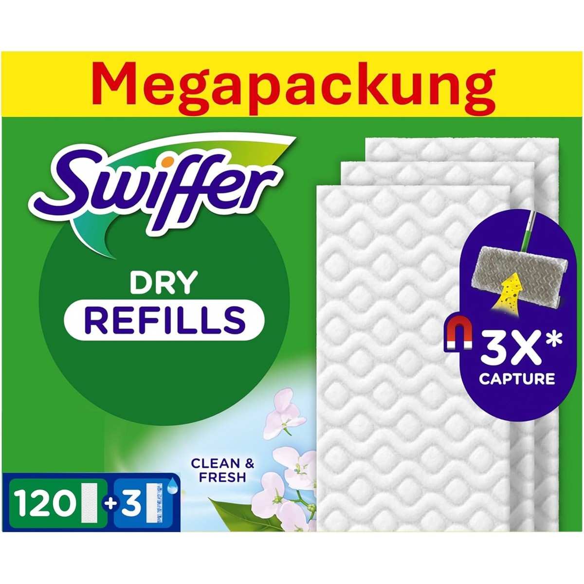 Swiffer Vloerwisser navulling Dry, 120 doekjes en 3 x natte navullingen – Swiffer