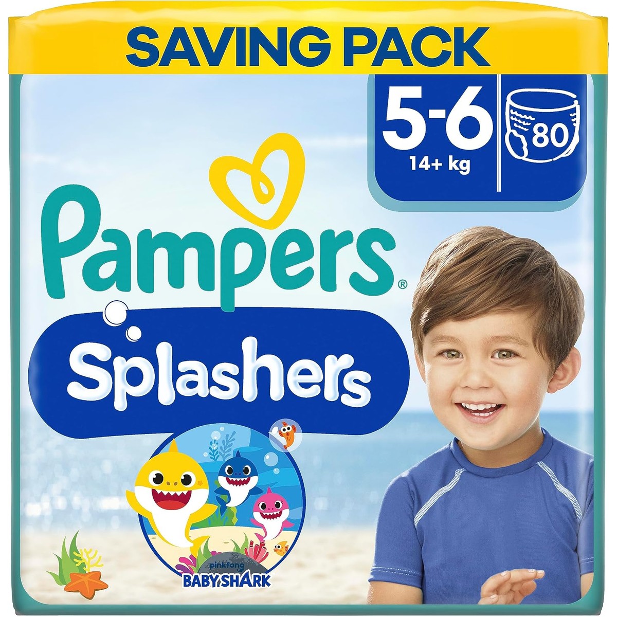Pampers Splashers zwembroek maat 5/6, 8 verpakkingen van 10 stuks – Pampers