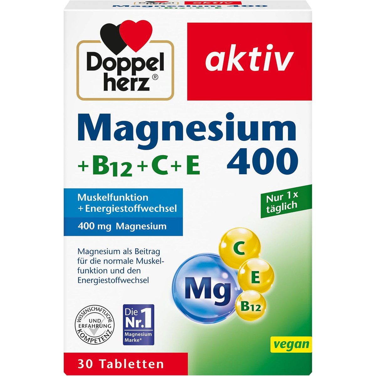 Doppelherz Magnesium 400 + B12 + C + E – Doppelherz