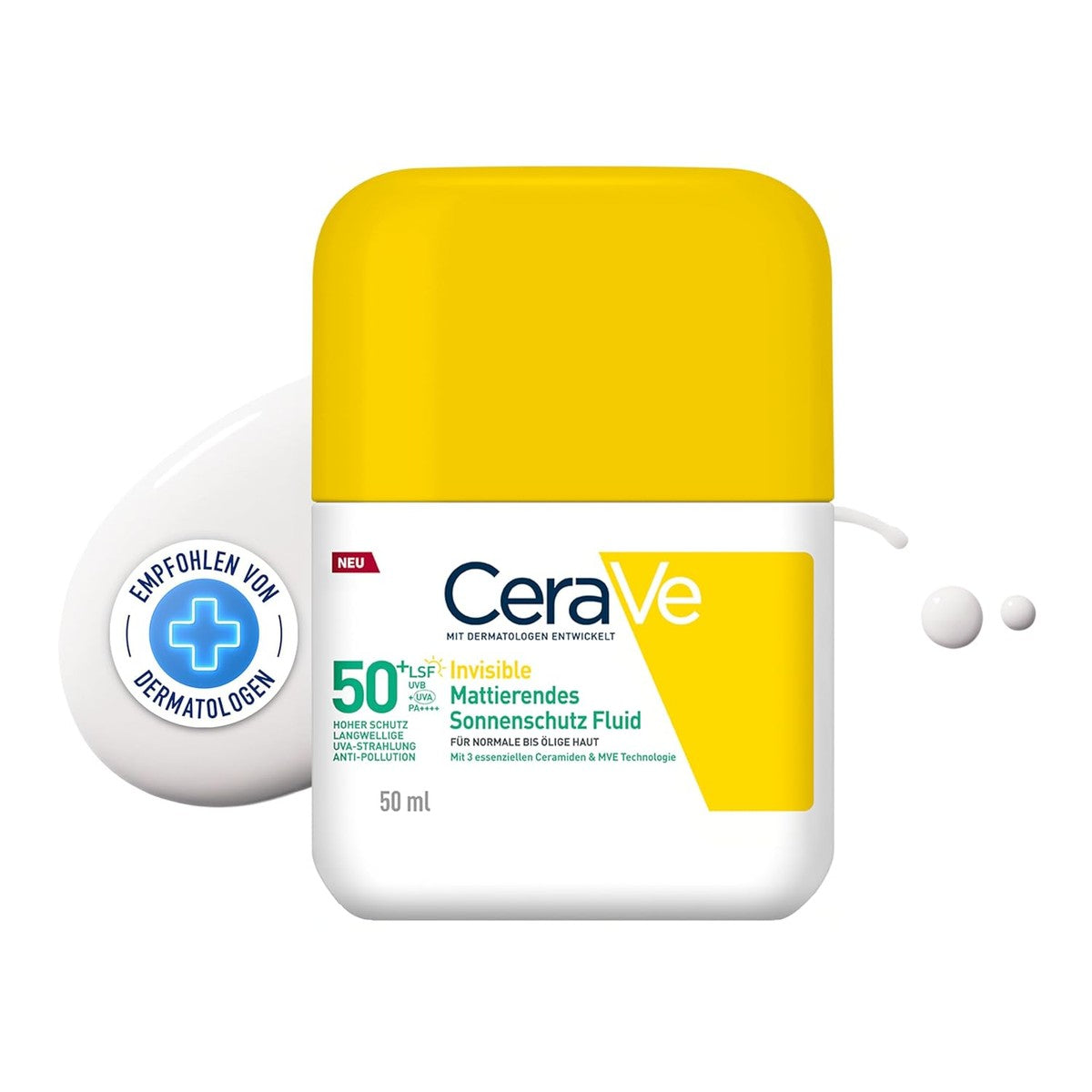 CeraVe Onzichtbare Matte Zonnebrandvloeistof SPF 50+ 50 ml
