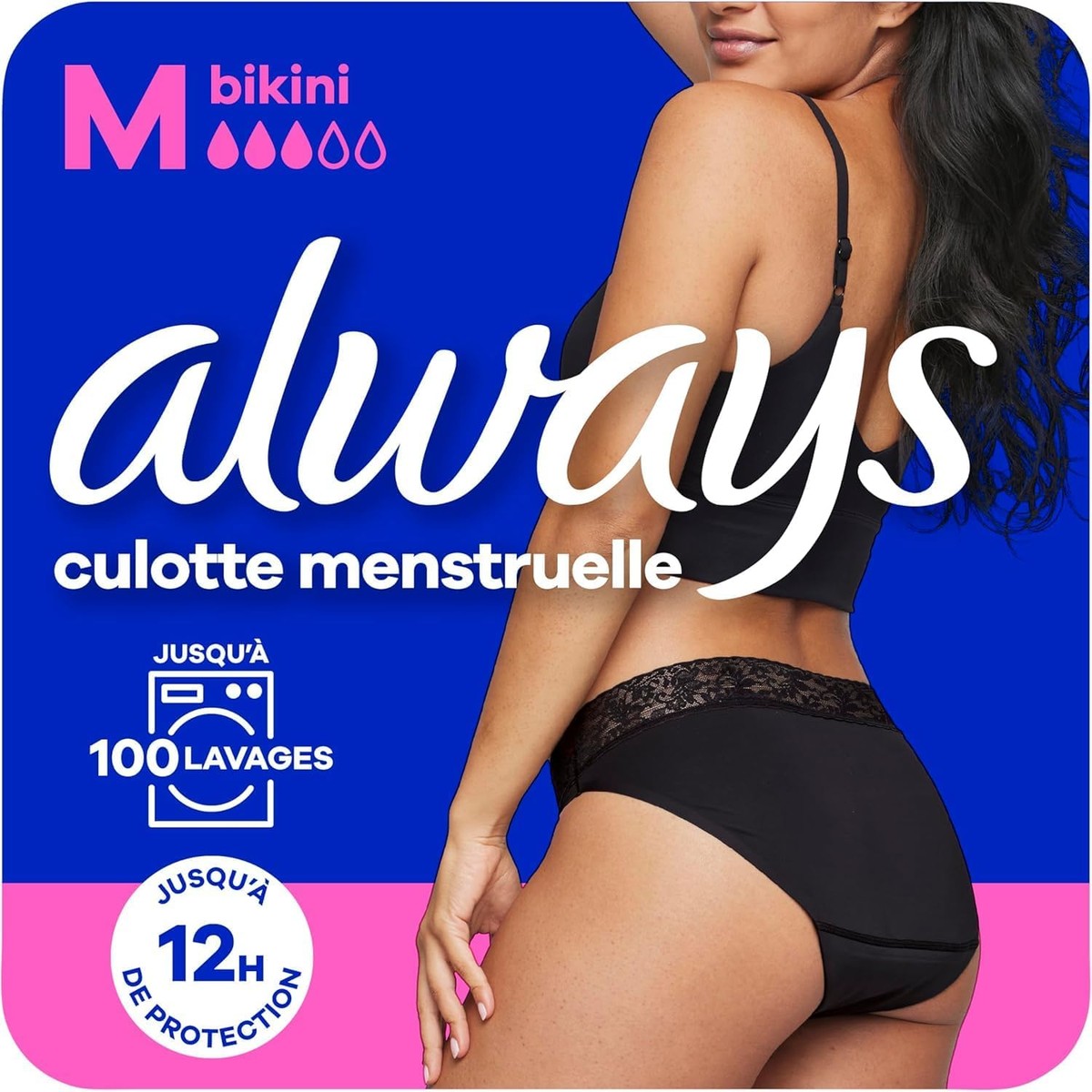 Always Menstruatiebroek bikini M 40-42 zwart, 1 menstruatie-ondergoed – Always