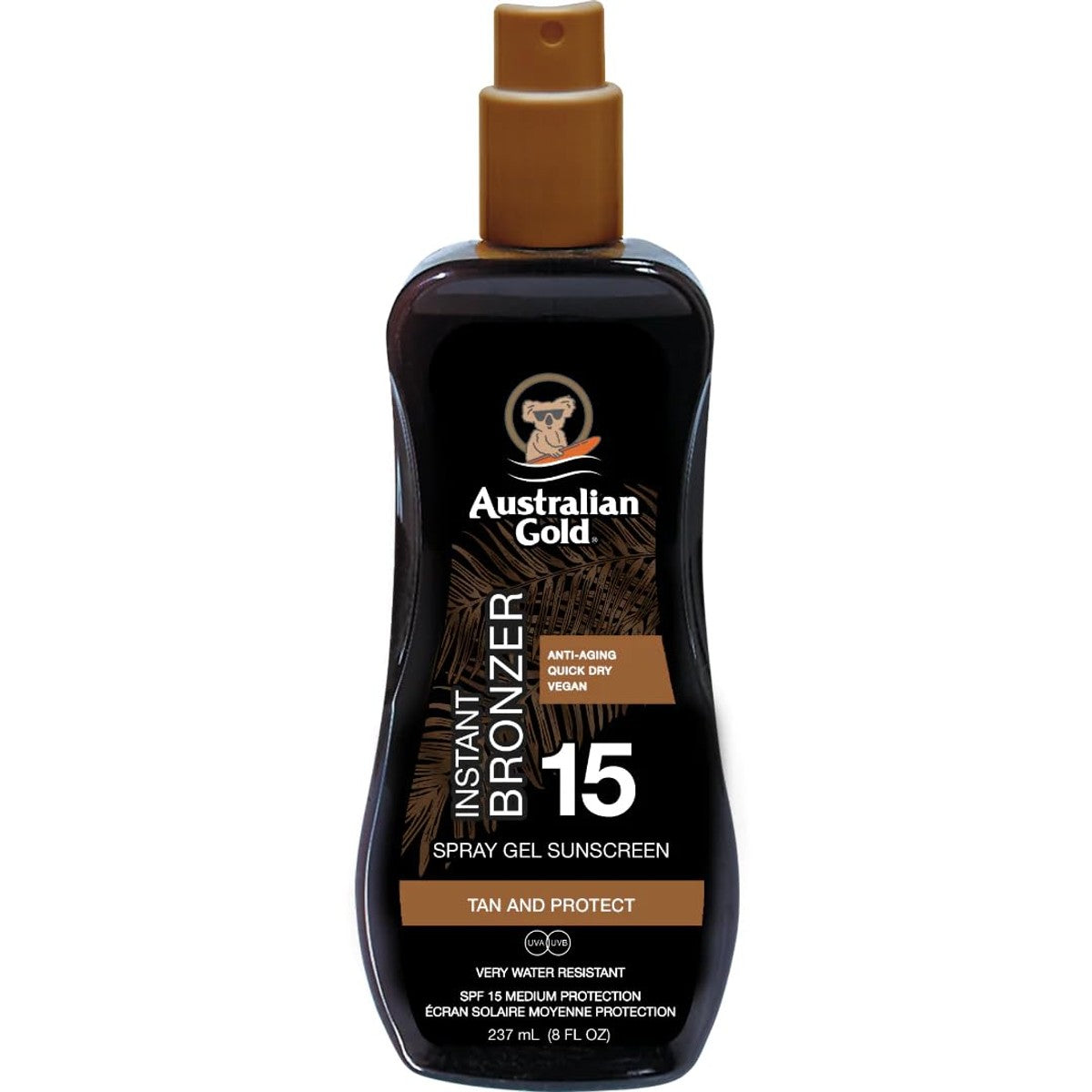 Australian Gold Zonweringspray met bronzer SPF 15, 237 ml – Australian Gold