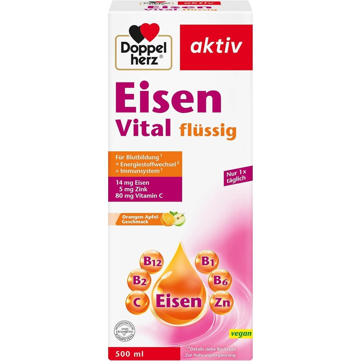 Doppelherz Eisen Vital – vloeibaar – met sinaasappelappelsmaak – Doppelherz