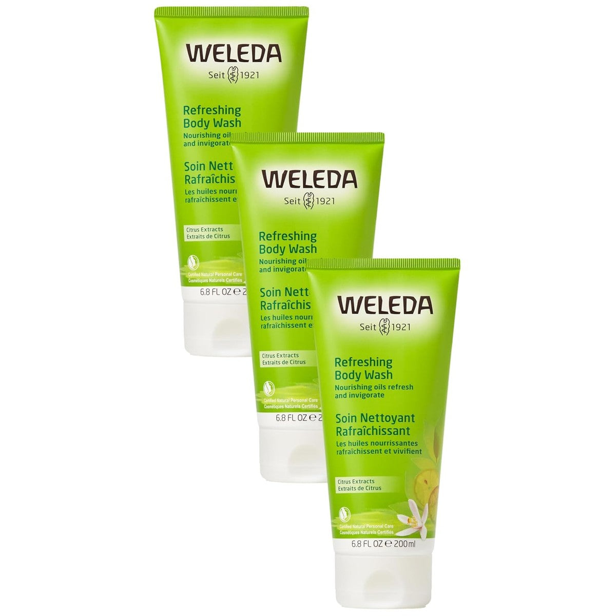 Weleda Bio Refresh Douchegel met Citroen-Sinaasappelgeur 3 x 200 ml