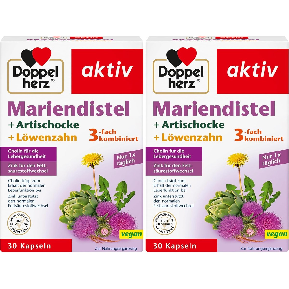 Doppelherz Mariendistel + artisjok + paardenbloem (verpakking van 2) – Doppelherz