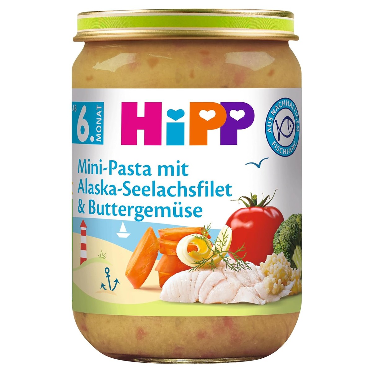 HiPP Mini-pasta met Alaska-zalmfilet en botergroenten, 6 x 190 g – HiPP