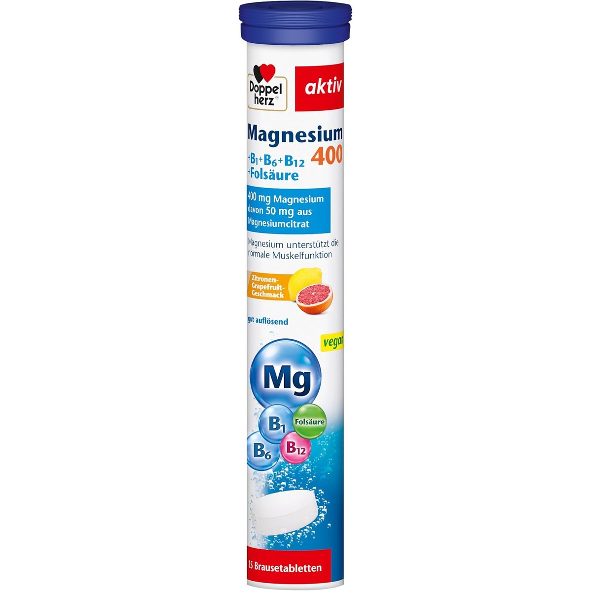 Doppelherz Magnesium + calcium + kalium + B6 + D3 - met citroensmaak – Doppelherz